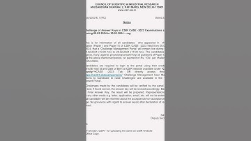 CSIR SO ASO ANSWER KEY NOTIFICATIONS #csiranswerkey #csirsoasoanswerkey #answerkey