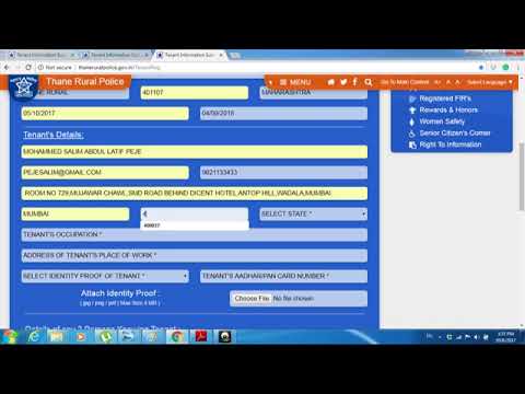How to fill Thane Rural Police Tenant info .TUTORIAL