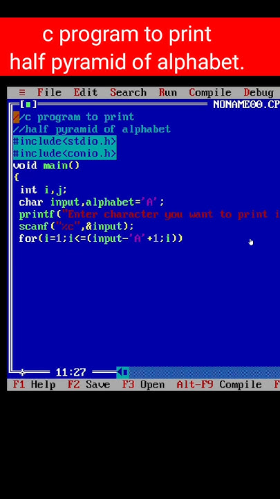 C program to print half pyramid of alphabets. #csmarathicoaching - YouTube