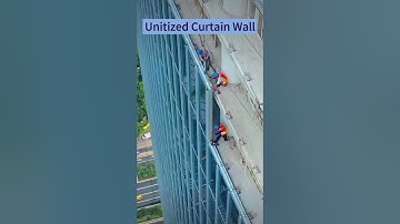 Unitized Curtain Wall Installation of Office Building | Construction of Curtain Wall #shorts