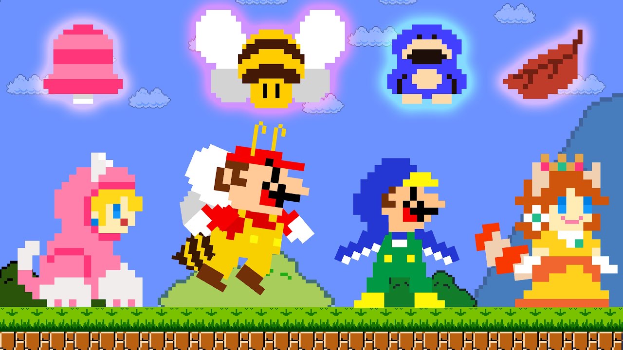 What If Mario Used All Power FIRE, ICE and ROCK and GOLD in Super Mario Bros.? | GOD Mario