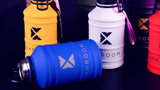Khroom® Edelstahl Trinkflasche Sport 2L - max. 2.2L XXL Wasserflasche |  Sportflasche für Fitness - YouTube