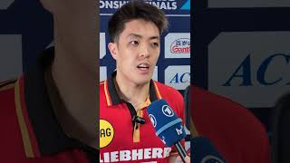 Dang Qiu im Interview nach dem WM-Match gegen Slowenien