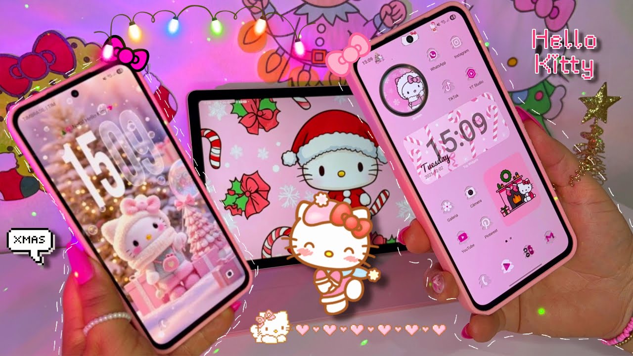 DEIXE SEU A55 COM A CARA DO NATAL ROSA da hello kitty 🎀