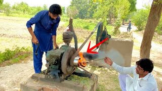 How To Start A 24 Hp ￼Diesel Engine By Fire Help || ￼ Old Diesel Engine ￼Work On Cuffcutter Machine