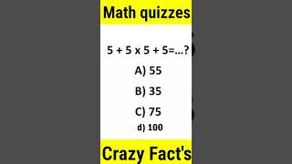 Math quizzes,Math for kids,math quizzes for grade 5,mental math, Crazy Fact's