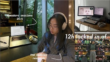 study vlog | productive 12h work day, pomodoro sessions, medical research student, library studying