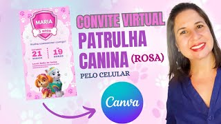 Convite Animado Grátis - Patrulha Canina Rosa 