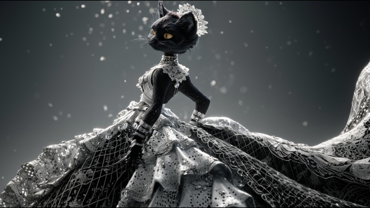 黒猫が着る誕生石カラー×ゴシック調ドレス