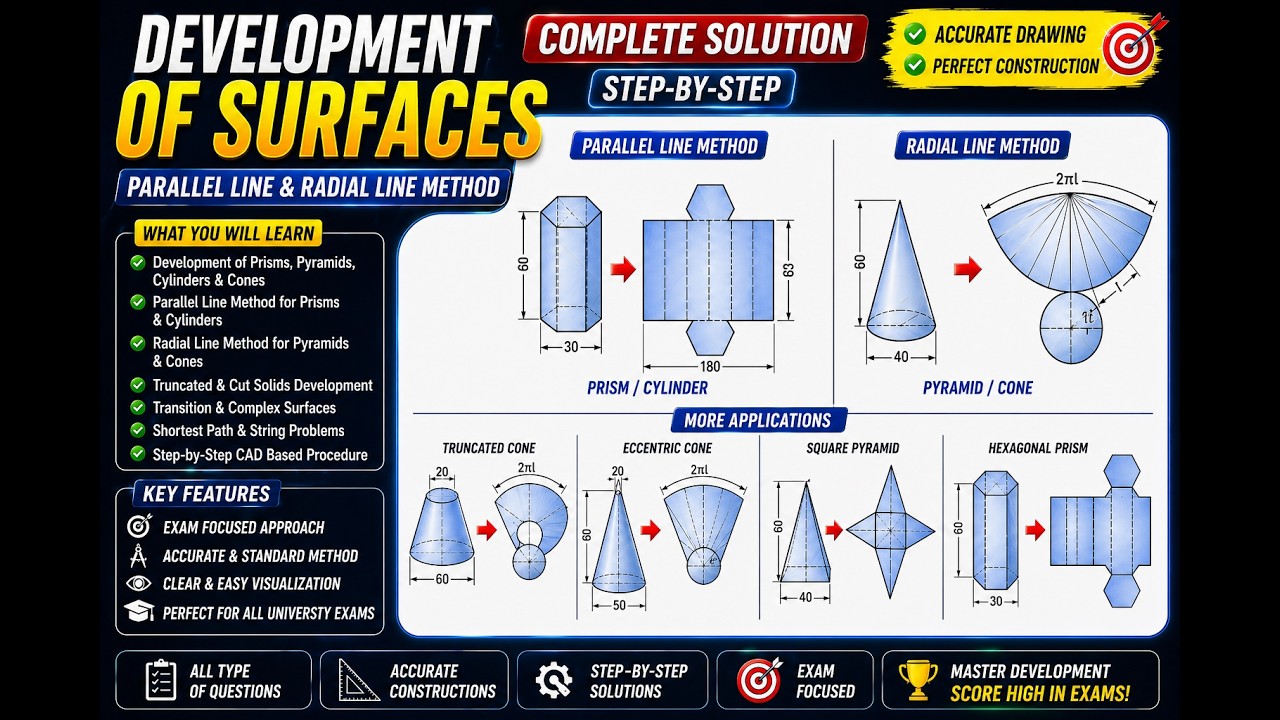 Development of Surfaces – 5 | Engineering Graphics Made Easy (CAD ...