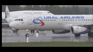 Взлет в дождь "Airbus a321" рейсом Москва-Сочи с Домодедово