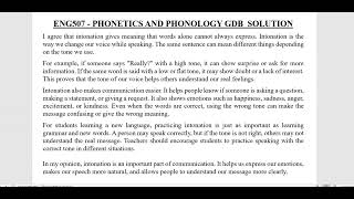 ENG507 GDB 1 Solution 2026 | Phonetics and Phonology | Virtual University