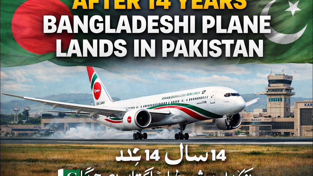 After 14 Years, Bangladeshi Airplane Lands in Pakistan | Historic Karachi Airport Moment.