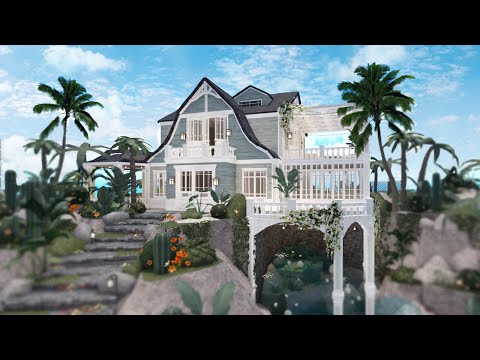 Hillside tropical beach house mansion speedbuild || Roblox , Bloxburg ||
