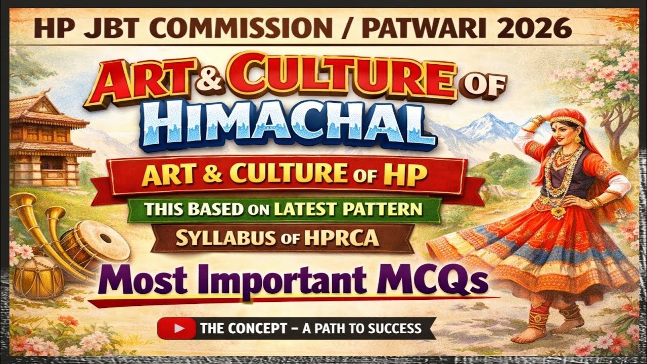 Fast Revision of Art & Culture MCQs of Himachal ||HP Art & Culture for JBT COMMISSION / Patwari 2026