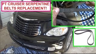 Chrysler Pt Cruiser Serpentine belt Removal and Replacement! Alternator belt, Serpentine belt!