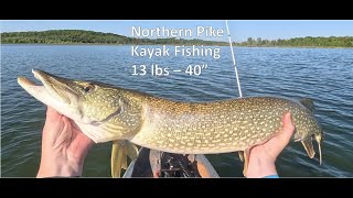 Big Northern Pike - 13 Lbs - 40 Inches - Kayak Fishing