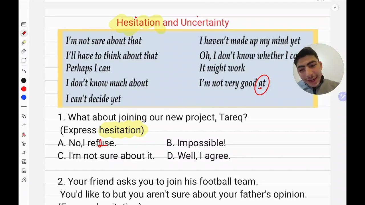 الإنجليزية اليومية Unit 4 |التردد وعدم التأكد |