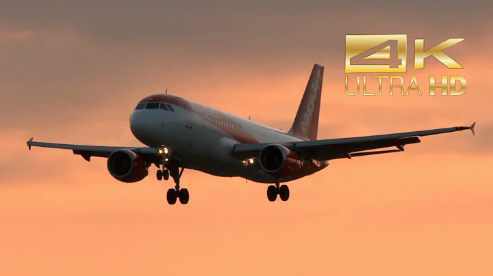 (4K) Sunset arrival Airbus A320-214 EasyJet G-EZTM arrival at Munich Airport MUC EDDM