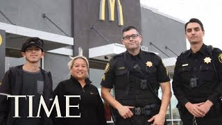 When a distressed woman mouthed the words “help me” to
mcdonald’s employee while going through drive-thru earlier this
week, staff at lodi, califor...