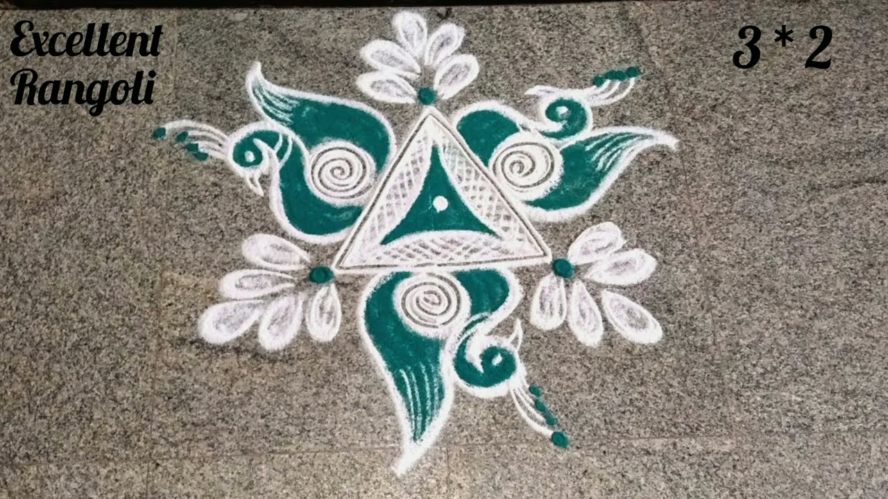 Easy Peacock rangoli | 3*2 dots simple mayil kolam | mini rangoli @Excellent Rangoli