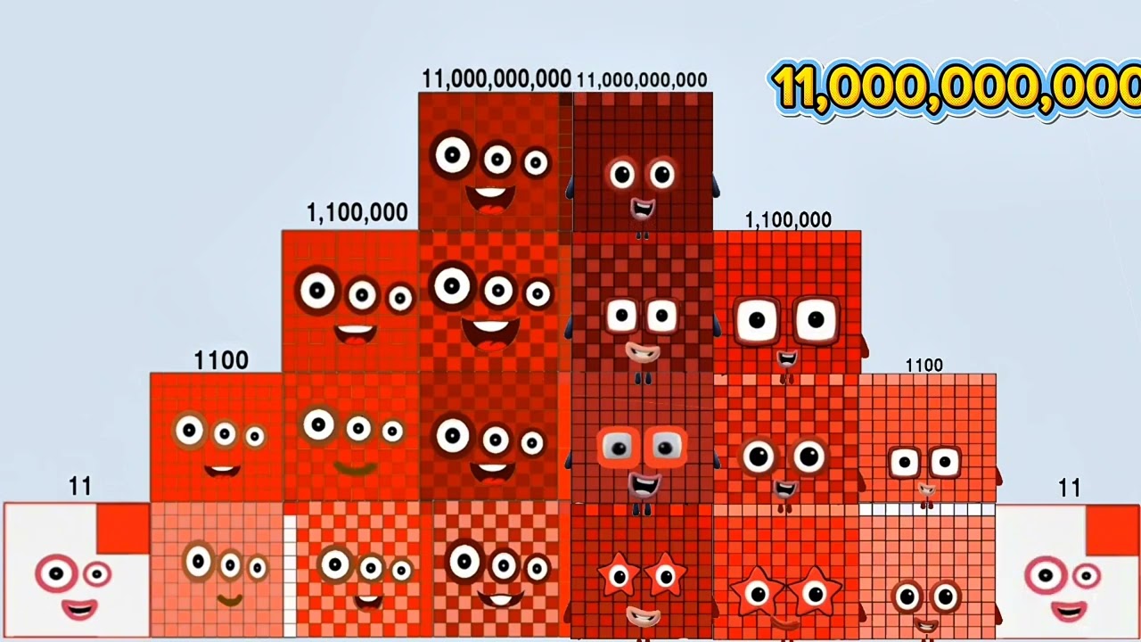 КОМПЛЕКТ NUMBERBLOCKS 11 ОБЪЕДИНЕН В ПИРАМИДУ