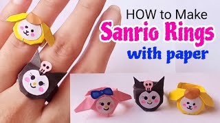 Sanrio paper craft | How to make Kawaii Paper Rings | DIY Origami Paper Rings/ No glue Origami Rings