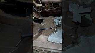 Driver side floor patch started plus piece behind cab.