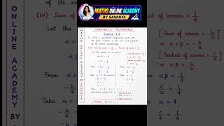 Class 10 Maths | Polynomials Exercise 2.2 Q2(iv) | Sum = -1/4, Product = 1/4 | Easy Solution ✍️