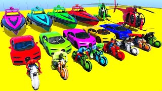 GTA V Stunt Map Car Race Challenge On Super Cars, Boats, Bikes, Aircraft, and OffRoad Monster Trucks