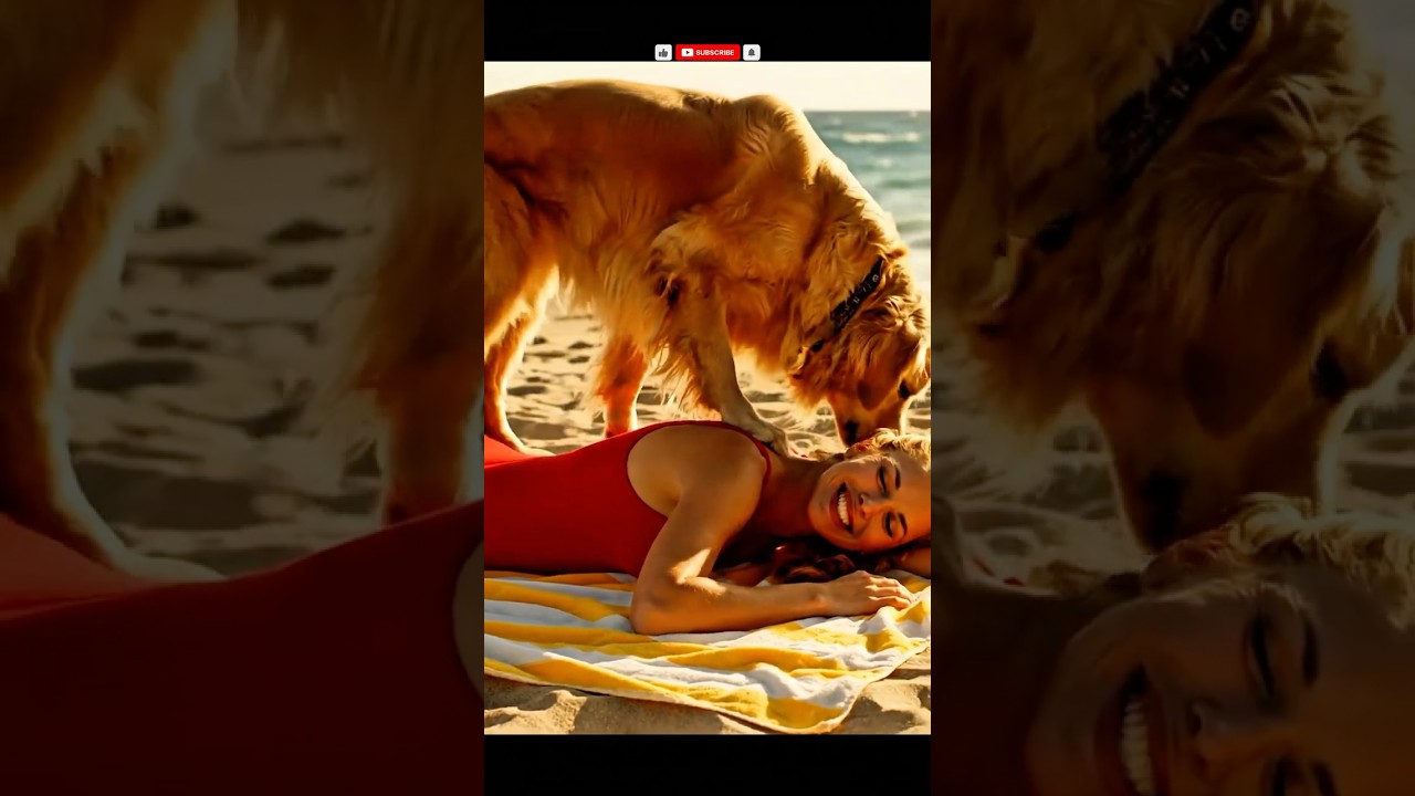 Smart Dog Gives Massage on Beach and Earns Money 