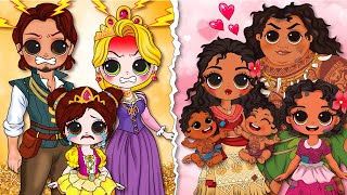 Broke, Rich and Giga Rich Family Disney Princess/ DIYs Paper Dolls & Crafts