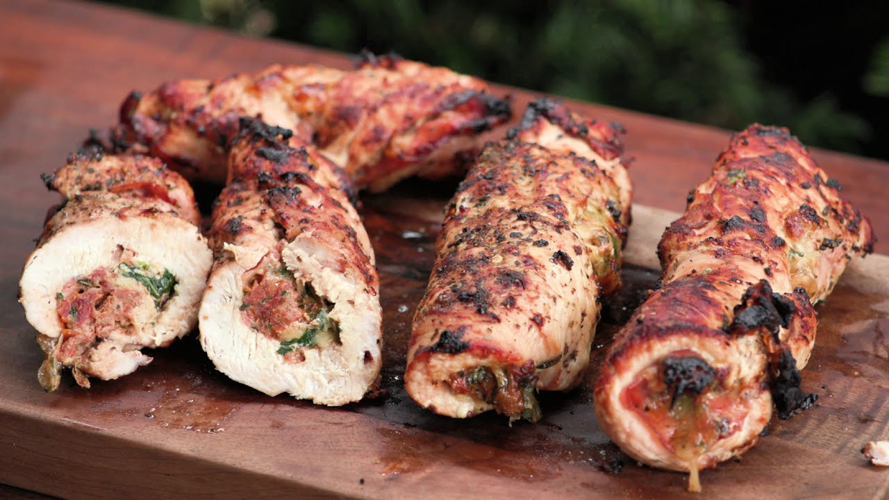 gefüllte Hähnchenbrust vom Grill - Tomate-Mozzarella