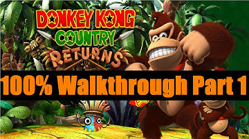 Donkey Kong Country Returns (Wii) 100% Walkthrough Part 1 [720pᴴᴰ]