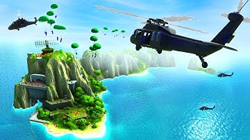 Helicopter Invasion vs NEW Island Fortress Map Battle! | Ravenfield