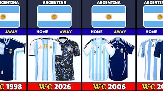 Argentina National Team FIFA World Cup Jersey Evolution 1930–2026 | Home & Away Kits