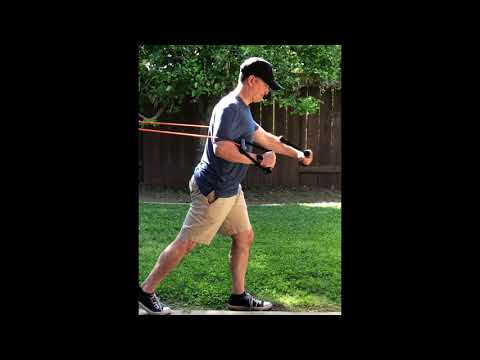 Split Stance Alternate Arm Exercise Band Press