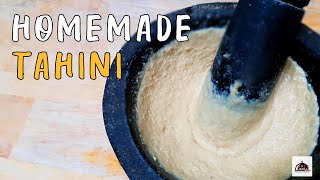 HOW TO MAKE HOMEMADE TAHINI OLD SCHOOL STYLE ( MORTAR & PESTLE ) | SIMPLE & EASY