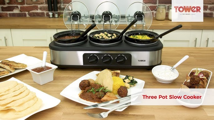 GE Triple Slow Cooker Buffet Server - 3 Pot Food Warmer - Cookers