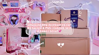 Unboxing New Accessories For My Switch \& PS5 | Custom Skin \& Cute Setup 💕Lipstick Keyboard Sound💄