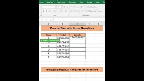 How to create Barcode in Excel#youtube #shorts #excel #barcode
