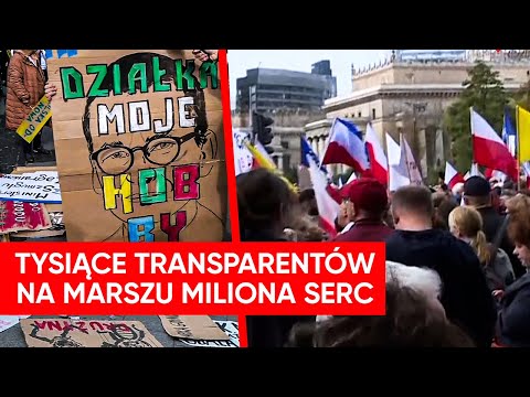 "Dobro wygra z Ziobro". Tysiące transparentów na Marszu Miliona Serc Tuska