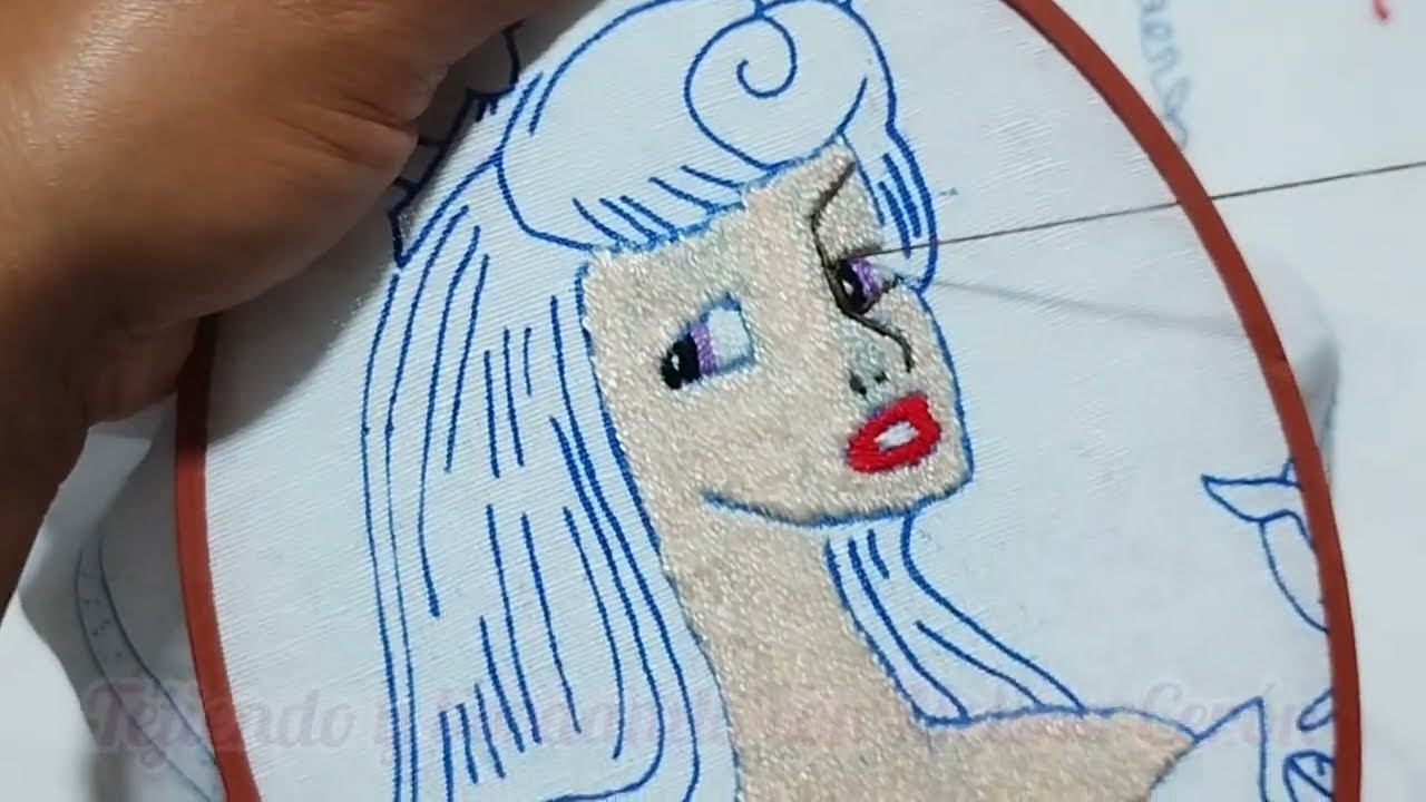 Como bordar cabello  cara princesa Aurora/Bordado  cabello cara/Tejiendo y bordando con Melina Cerón
