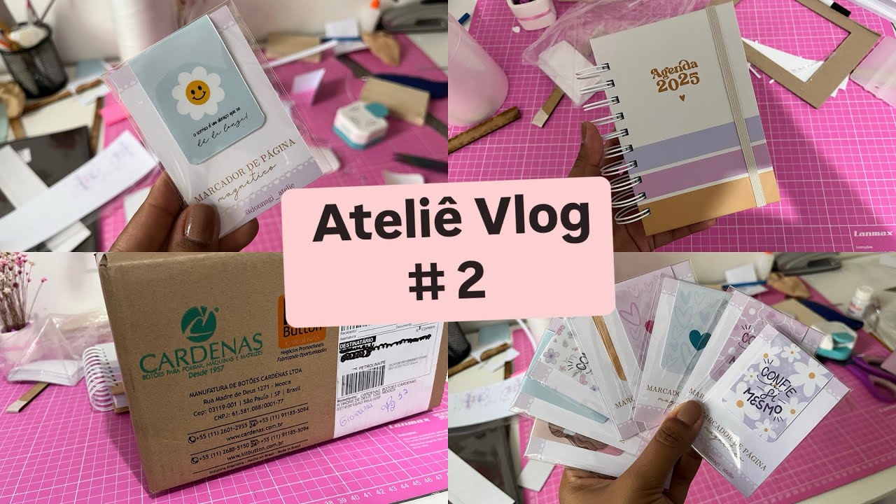 ATELIÊ VLOG #2 | Impressão miolo A6 em A4, marca página magnético e novidades para o ateliê…