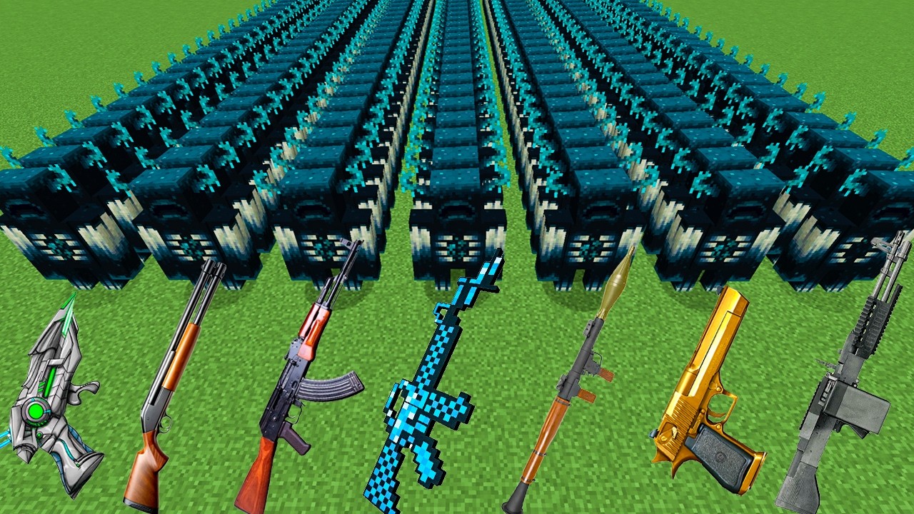 how many shots needs each TACZ GUN against WARDEN in minecraft?