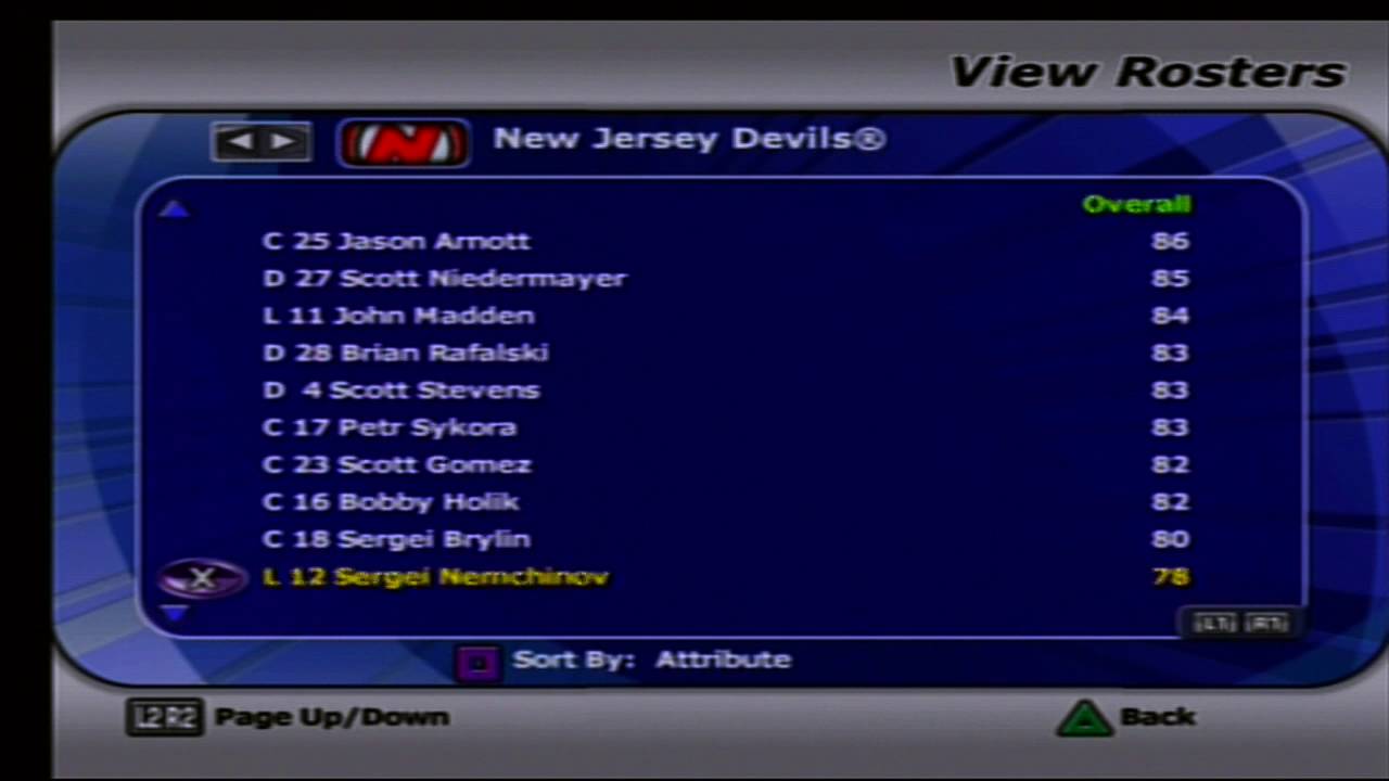 nhl new jersey roster