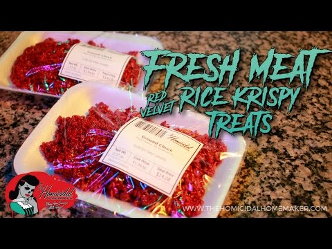 The ORIGINAL Red Velvet “Raw Meat” Rice Krispies Halloween Treat Recipe