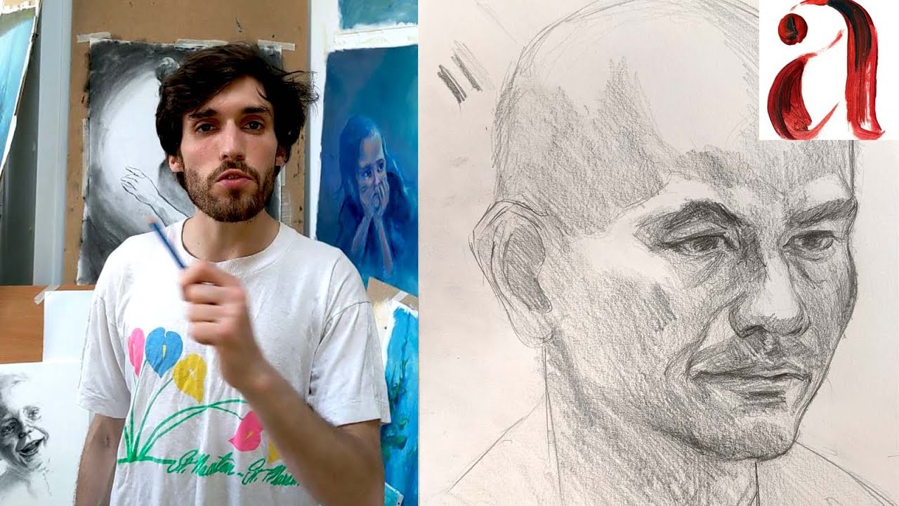 Portrait : dessin au crayon de papier à la main