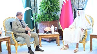 Prime Minister Shehbaz Sharif meets Amir of Qatar His Highness Sheikh Tamim bin Hamad Al Thani
