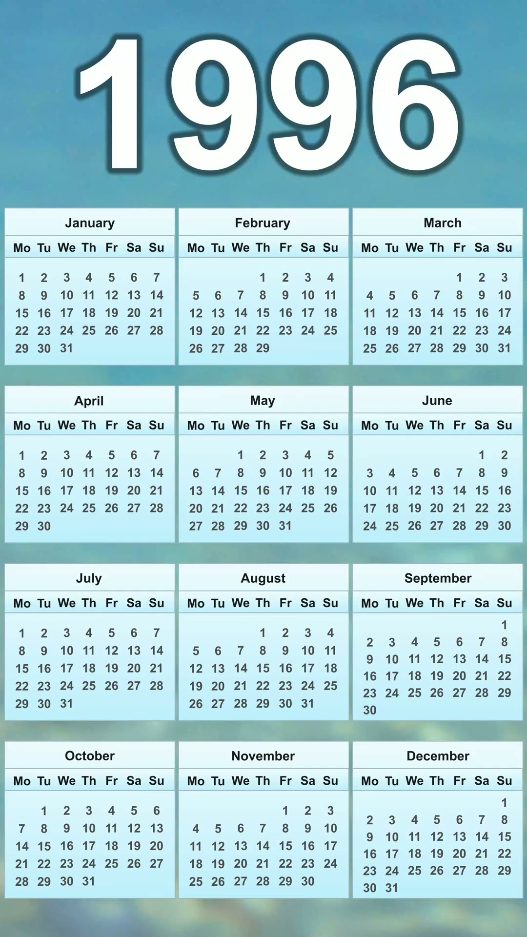 1996 Calendar - YouTube